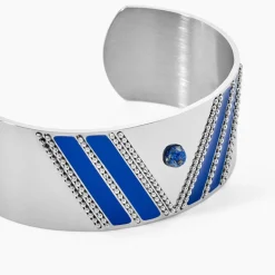 Bracelet Manchette Imagine Tamera Acier Blanc Lapis Lazuli
