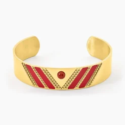 Bracelet Manchette Imagine Tamera Acier Jaune Jaspe