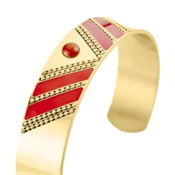 Bracelet Manchette Imagine Tamera Acier Jaune Jaspe