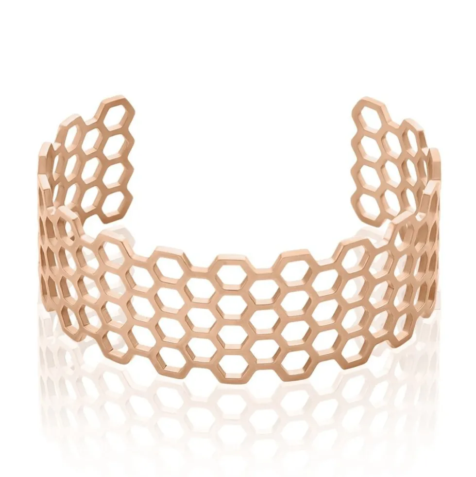 Bracelet Manchette Ouvert Acier Rose Buglose
