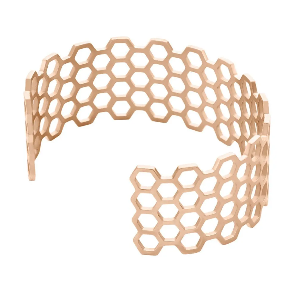 Bracelet Manchette Ouvert Acier Rose Buglose
