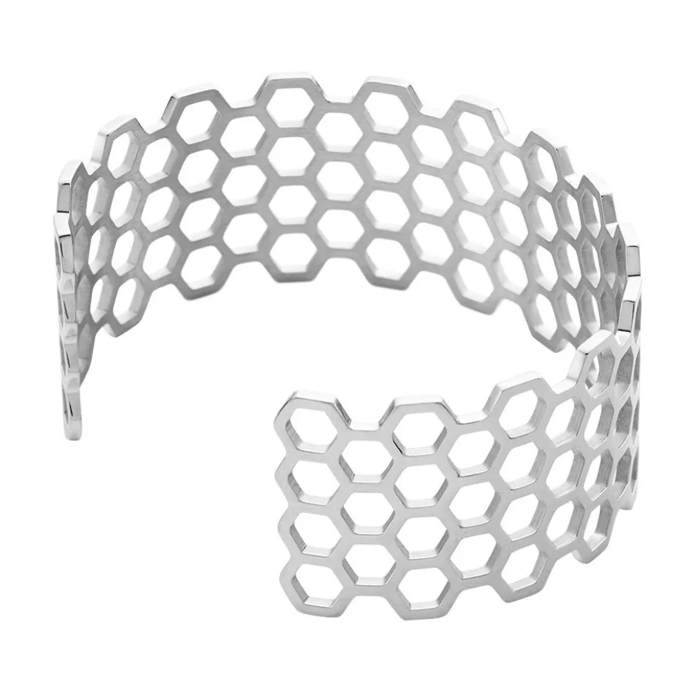 Bracelet Manchette Ouvert Acier Blanc Buglose