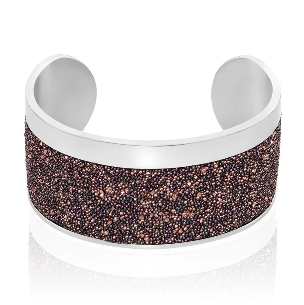Bracelet Manchette Ouvert Acier Blanc Carron