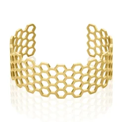 Bracelet Manchette Ouvert Acier Doré Buglose