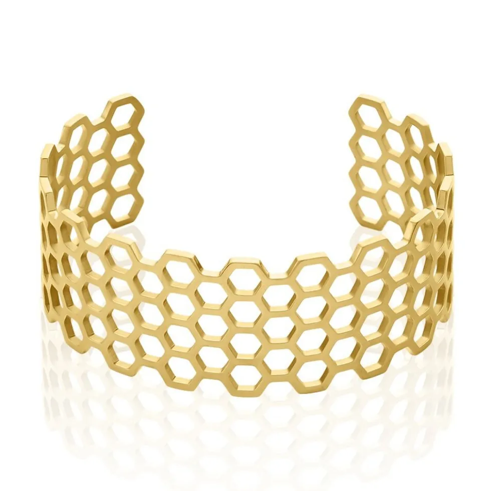 Bracelet Manchette Ouvert Acier Doré Buglose