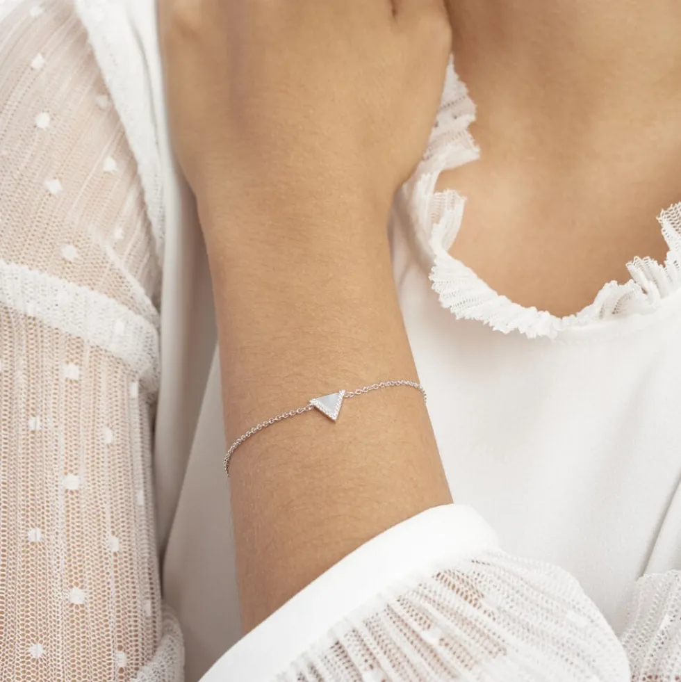 Bracelet Moric Argent Blanc Oxyde De Zirconium Et Nacre