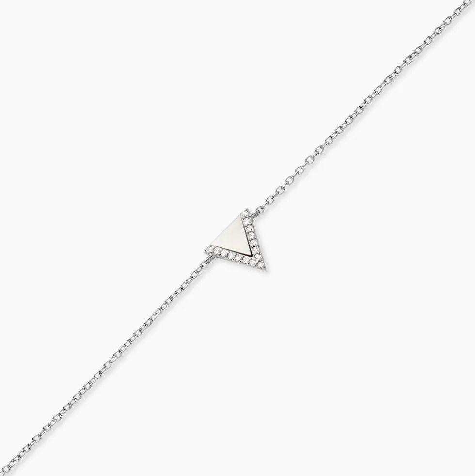 Bracelet Moric Argent Blanc Oxyde De Zirconium Et Nacre