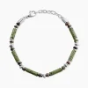 Bracelet Naturel Acier Blanc Jaspe Africain Pierre De Lave