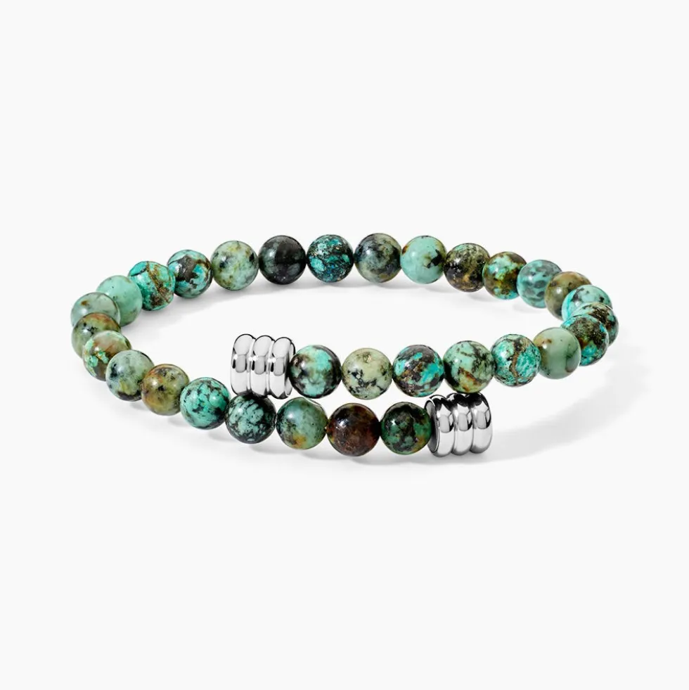 Bracelet Naturel Acier Blanc Turquoise