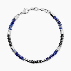 Bracelet Naturel Acier Blanc Sodalite Hématite