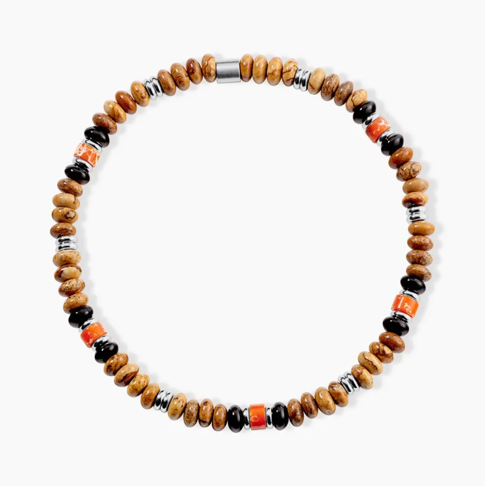 Bracelet Naturel Autres Tricolore Jaspe Africain Agate