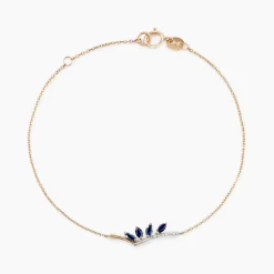 Bracelet Navette Or Jaune Saphir Diamant