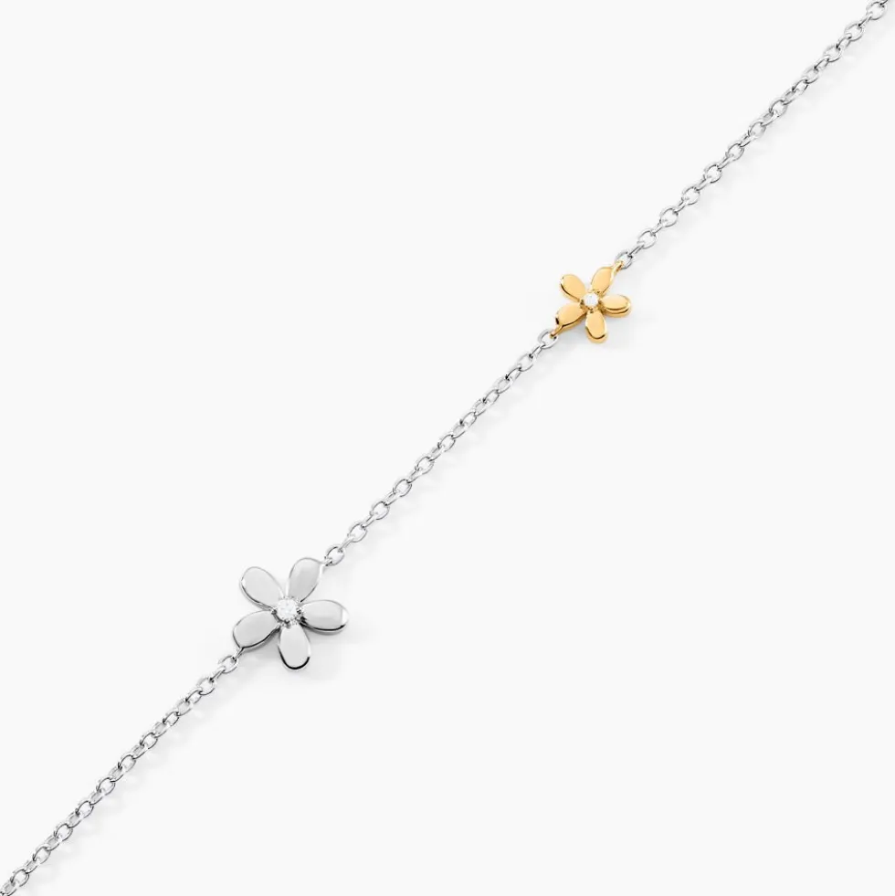 Bracelet Nelle Or Jaune Argent Blanc Oxyde De Zirconium