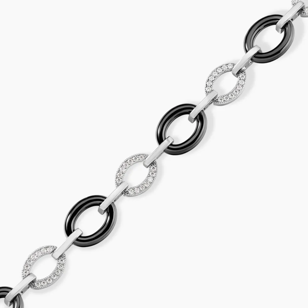 Bracelet Nowell Argent Blanc Oxyde De Zirconium Et Céramique