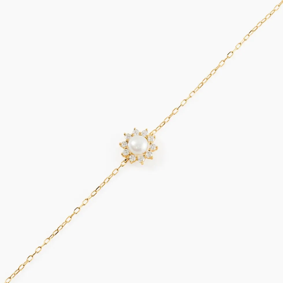 Bracelet Octavie Or Jaune Perle De Culture Oxyde De Zirconium