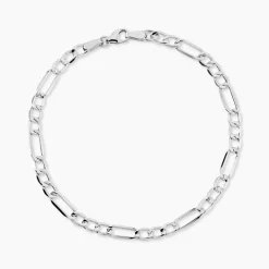 Bracelet Or Blanc Maille Alternée 1/3