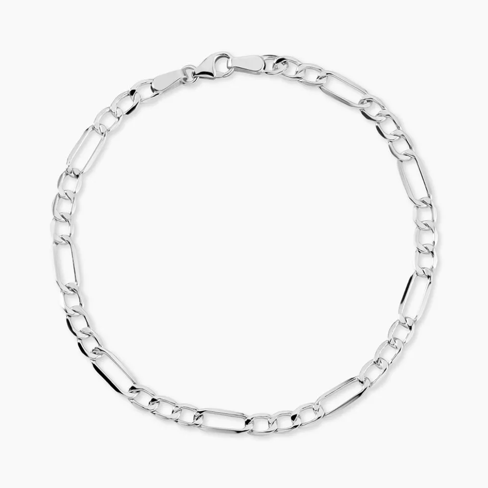 Bracelet Or Blanc Maille Alternée 1/3