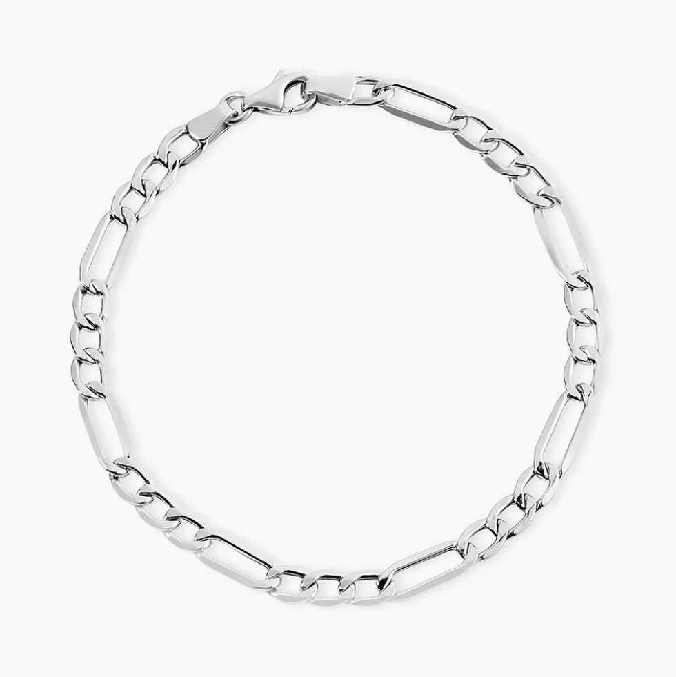 Bracelet Or Blanc Maille Alternée 1/3