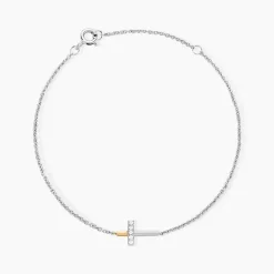 Bracelet Or Jaune Argent Blanc Oxyde De Zirconium