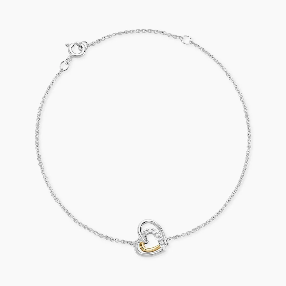 Bracelet Or Jaune Argent Blanc Oxyde De Zirconium