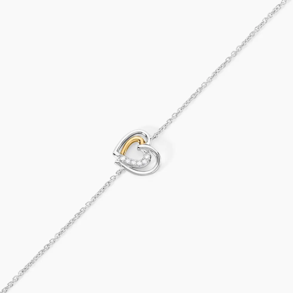 Bracelet Or Jaune Argent Blanc Oxyde De Zirconium