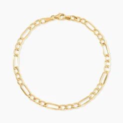 Bracelet Or Jaune Maille Alternée 1/3
