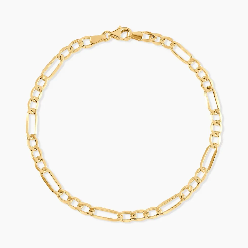 Bracelet Or Jaune Maille Alternée 1/3