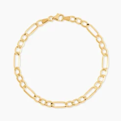 Bracelet Or Jaune Maille Alternée 1/3