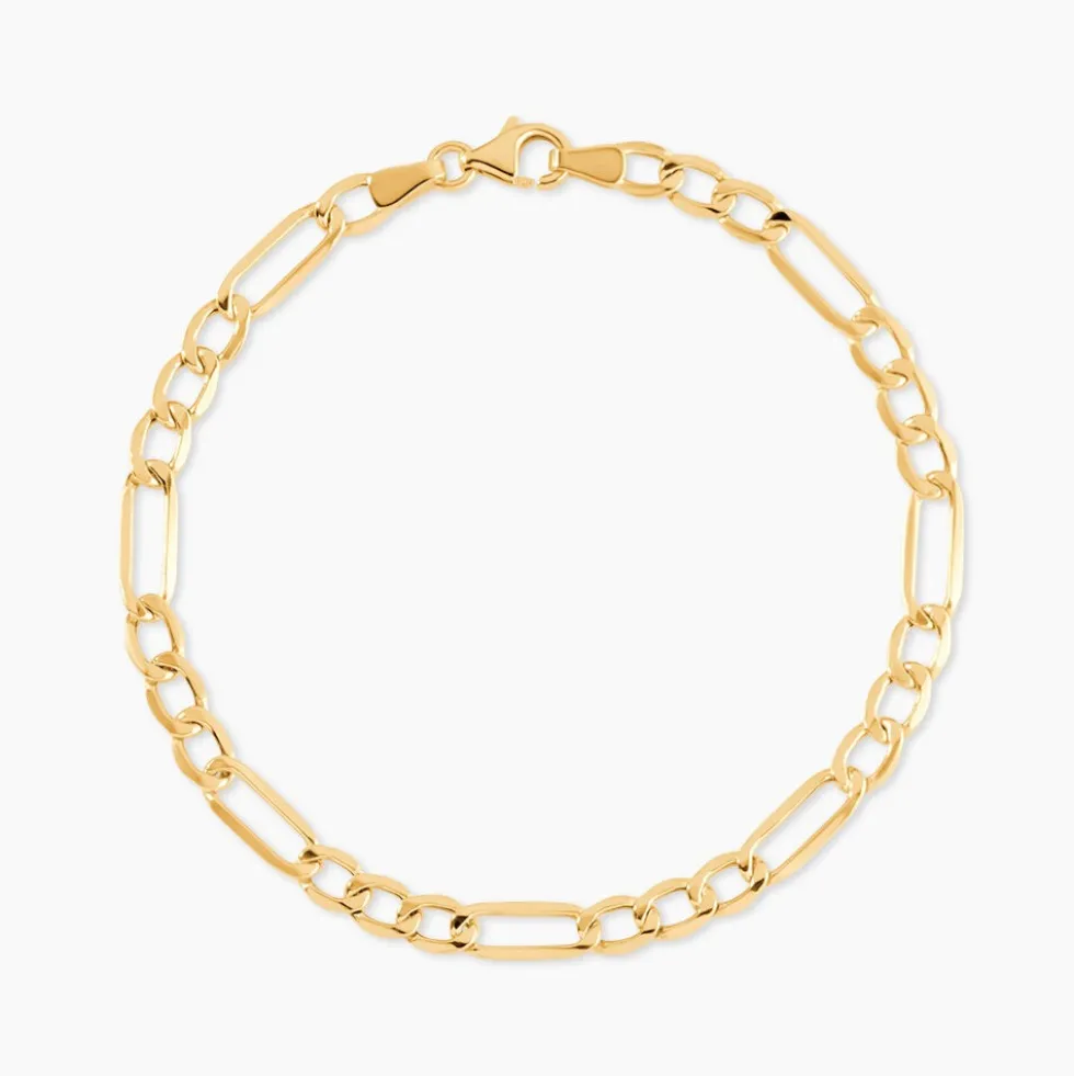 Bracelet Or Jaune Maille Alternée 1/3