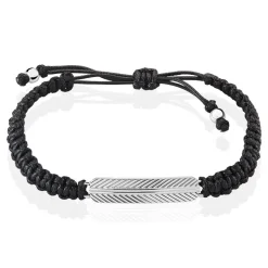 Bracelet Phebus Him Acier Blanc Cordon Noir
