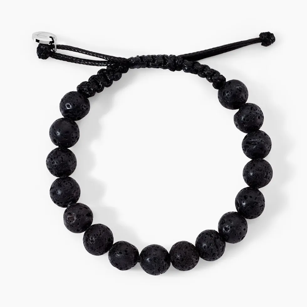 Bracelet Phebus Him Cordon Noir Pierre De Lave