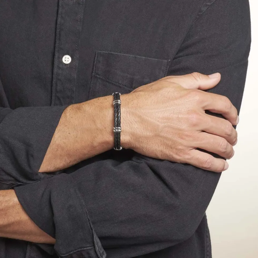 Bracelet Phebus Him Cuir De Vache Noir