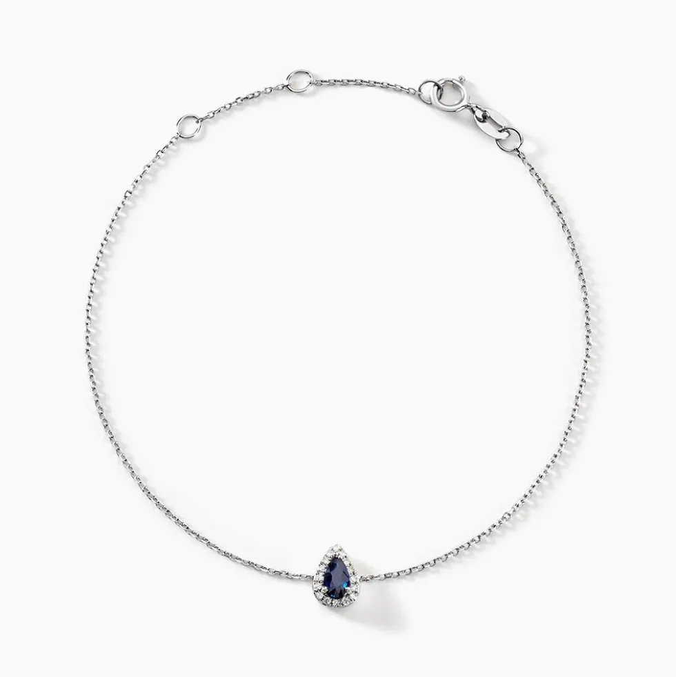 Bracelet Pluie D'Eclat Or Blanc Saphir Et Diamant