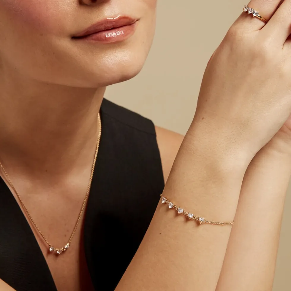 Bracelet Poésie Rosée Plaque Or Jaune Oxyde De Zirconium