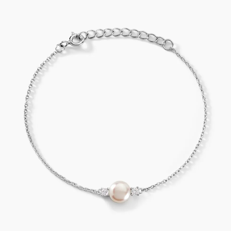 Bracelet Sari Argent Blanc Perle De Culture Et Oxyde De Zirconium