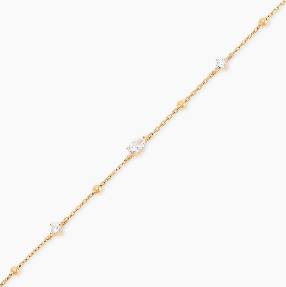 Bracelet Scintillante Plaqué Or Jaune Oxyde De Zirconium