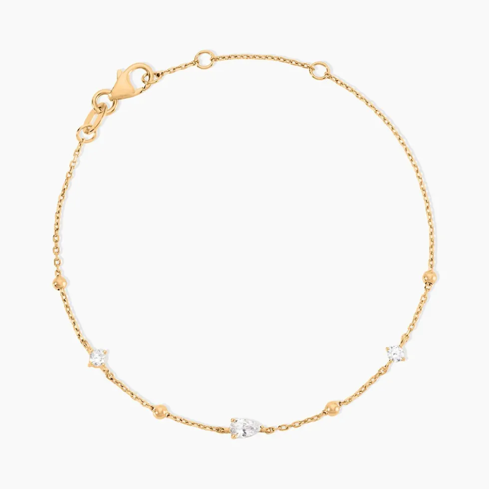 Bracelet Scintillante Plaqué Or Jaune Oxyde De Zirconium