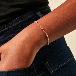 Bracelet Scintillante Plaque Or Jaune Oxyde De Zirconium