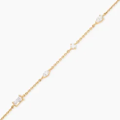 Bracelet Scintillante Plaque Or Jaune Oxyde De Zirconium