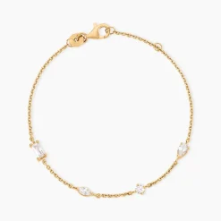 Bracelet Scintillante Plaque Or Jaune Oxyde De Zirconium