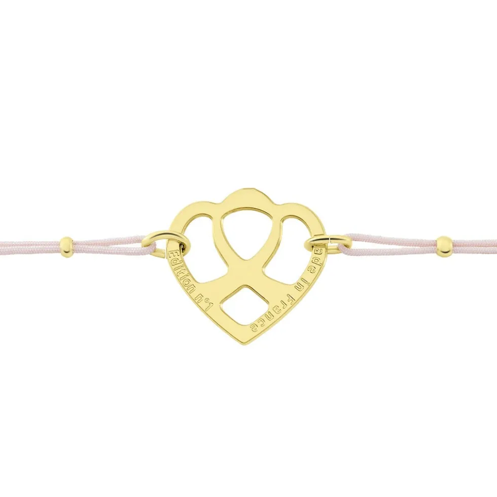 Bracelet Solidaire Lutte Contre Le Cancer Laiton Doré