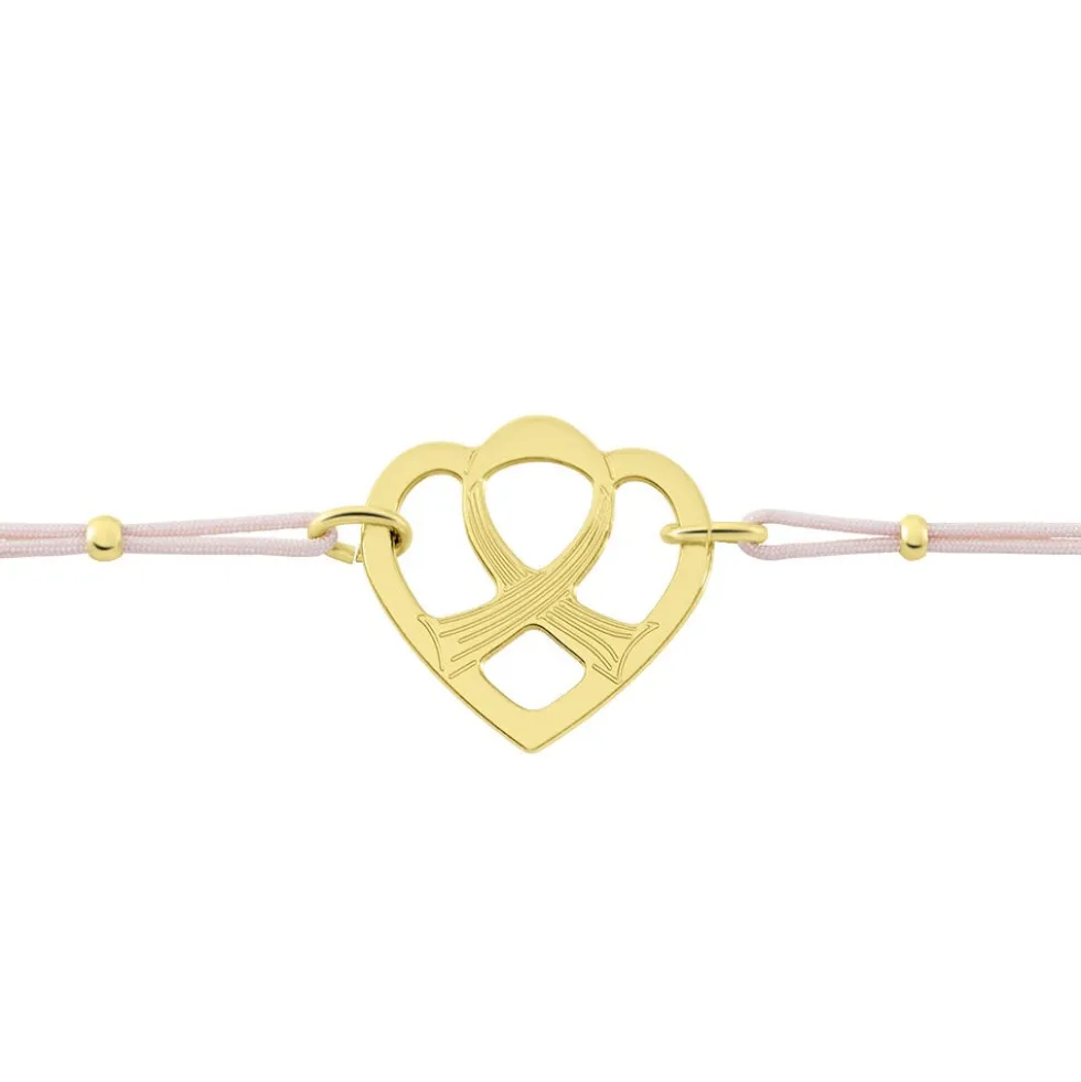 Bracelet Solidaire Lutte Contre Le Cancer Laiton Doré