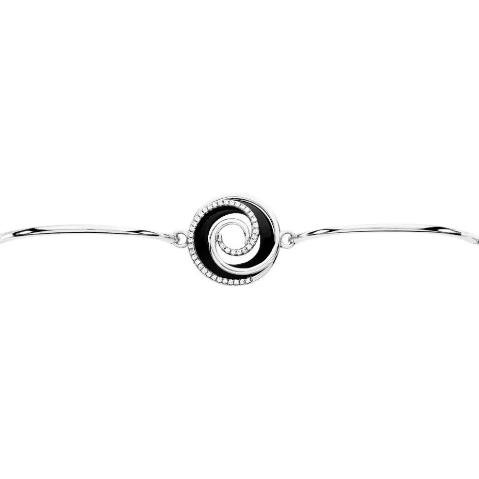 Bracelet Spirale Cera Argent Blanc Céramique Et Oxyde De Zirconium