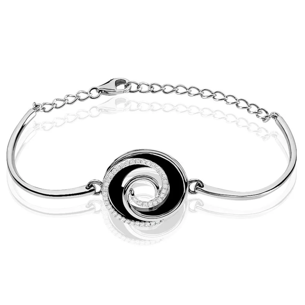Bracelet Spirale Cera Argent Blanc Céramique Et Oxyde De Zirconium