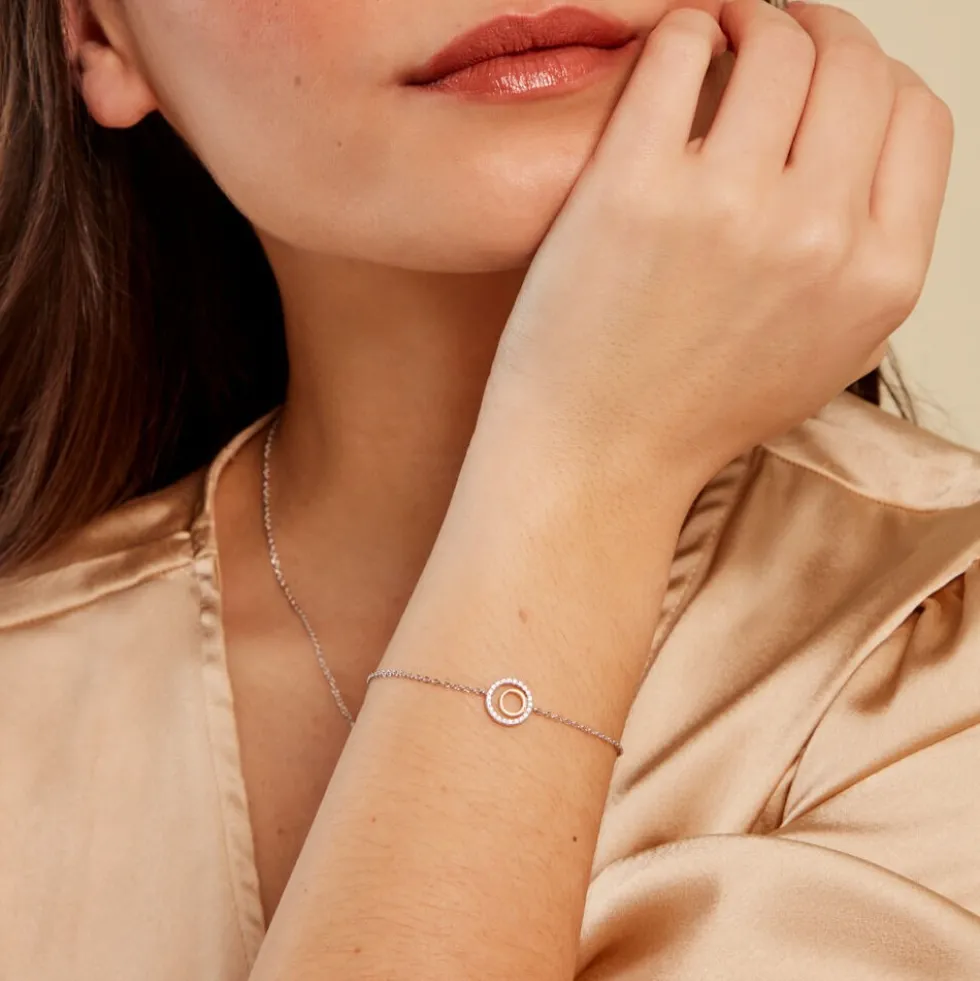 Bracelet Swane Or Jaune Argent Blanc Oxyde De Zirconium