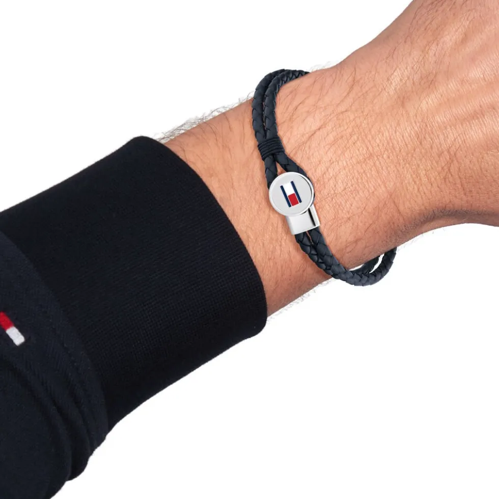 Bracelet Tommy Hilfiger Bruce Cuir De Veau Bleu