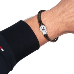 Bracelet Tommy Hilfiger Bruce Cuir De Veau Marron