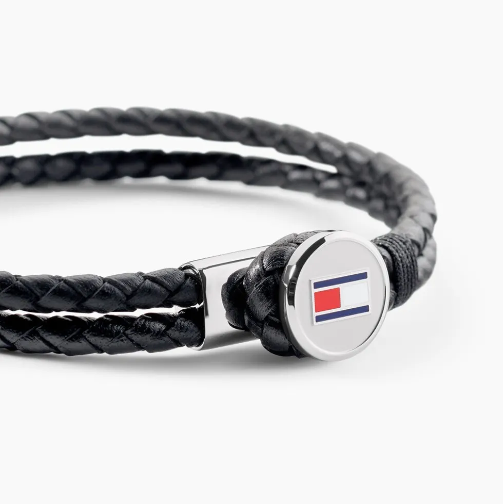 Bracelet Tommy Hilfiger Bruce Cuir De Veau Noir
