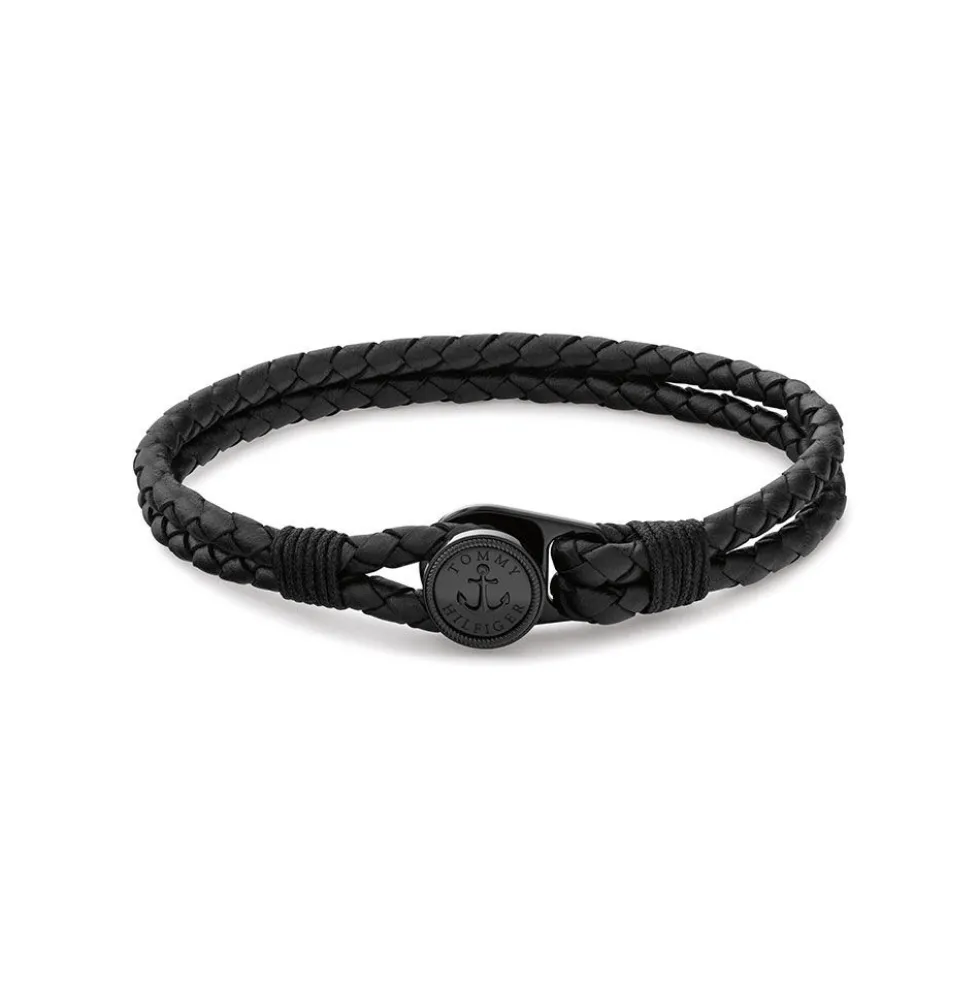Bracelet Tommy Hilfiger Nautical Cuir De Veau Noir