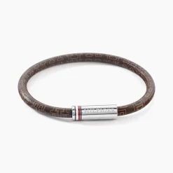 Bracelet Tommy Hilfiger Printed Cord Cuir De Veau Marron